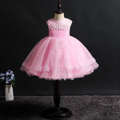 Vestido de los niños 2019 nuevo vestido niñas princesa de la muchacha de flor de encaje de la boda Vestido de desgaste de los niños