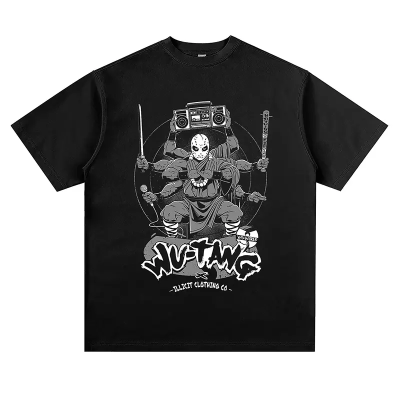 Wu-Tang Clan Wholesale WUTANG High Quality Mens Acid Wash T Shirt Streetwear Oversized Hip Hop 100% Cotton Vintage T Shirts