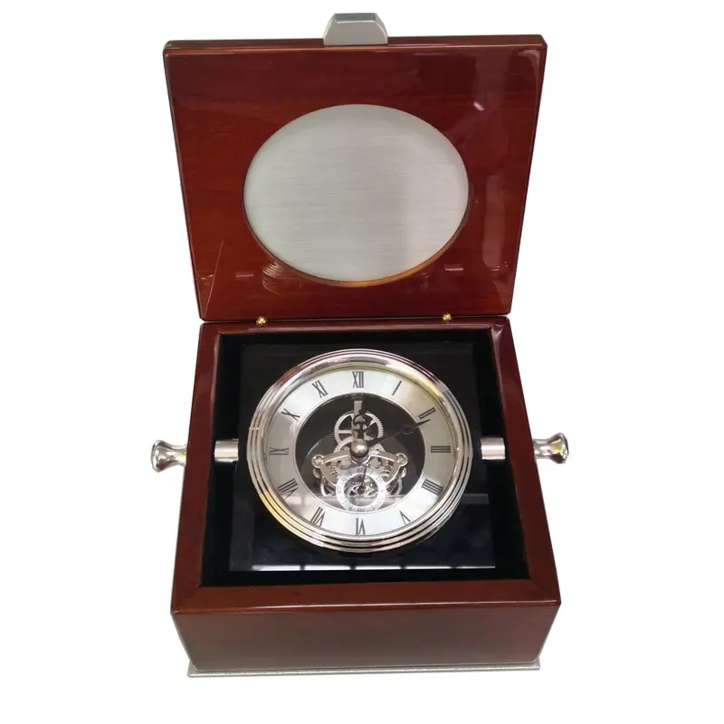 Reloj de pecho personalizado con esfera giratoria de esqueleto, Piano, palisandro, Plata
