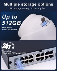 12MP POE IP摄像机室外炮塔智能红外和彩色双光人/车辆检测内置麦克风全金属H.265 + WDR - Product Image 4