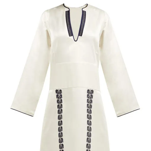 Vestido de Otoño de seda bordado, manga larga, nuevo estilo, 2023