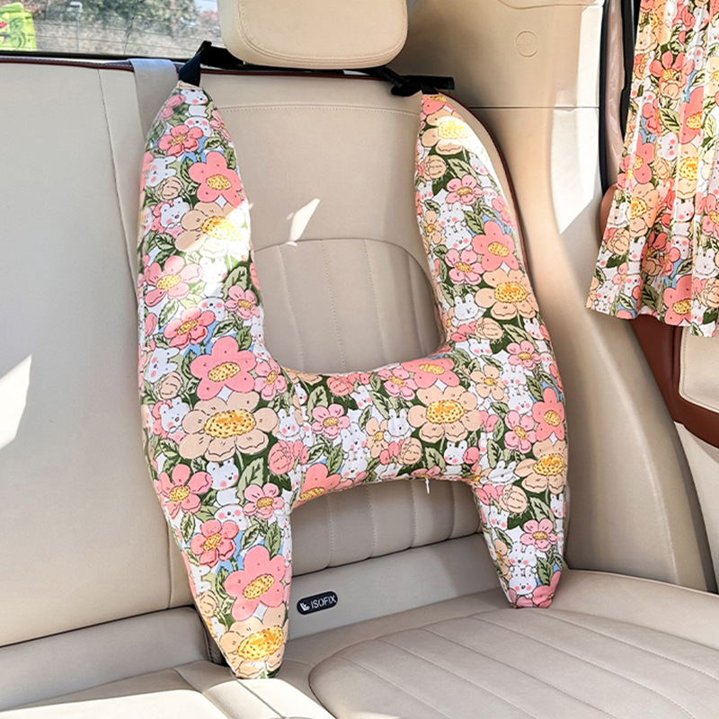 Oreiller de couchage pour enfants en forme de H - Rabbit Flower Cluster