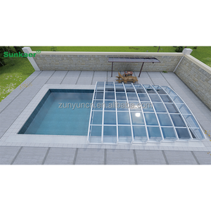 出厂价格坚固稳定的定制铝池外壳，带pc板防紫外线游泳池屋顶 - Product Image 5