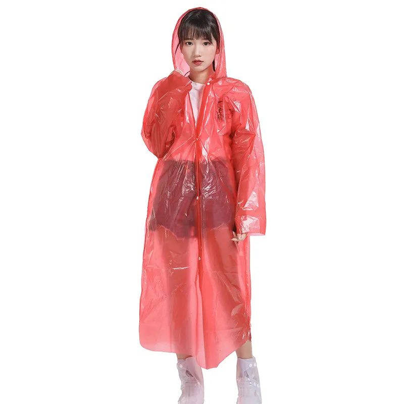 Poncho de lluvia desechable para adultos, poncho impermeable de plástico transparente con capucha, a la moda, gran oferta