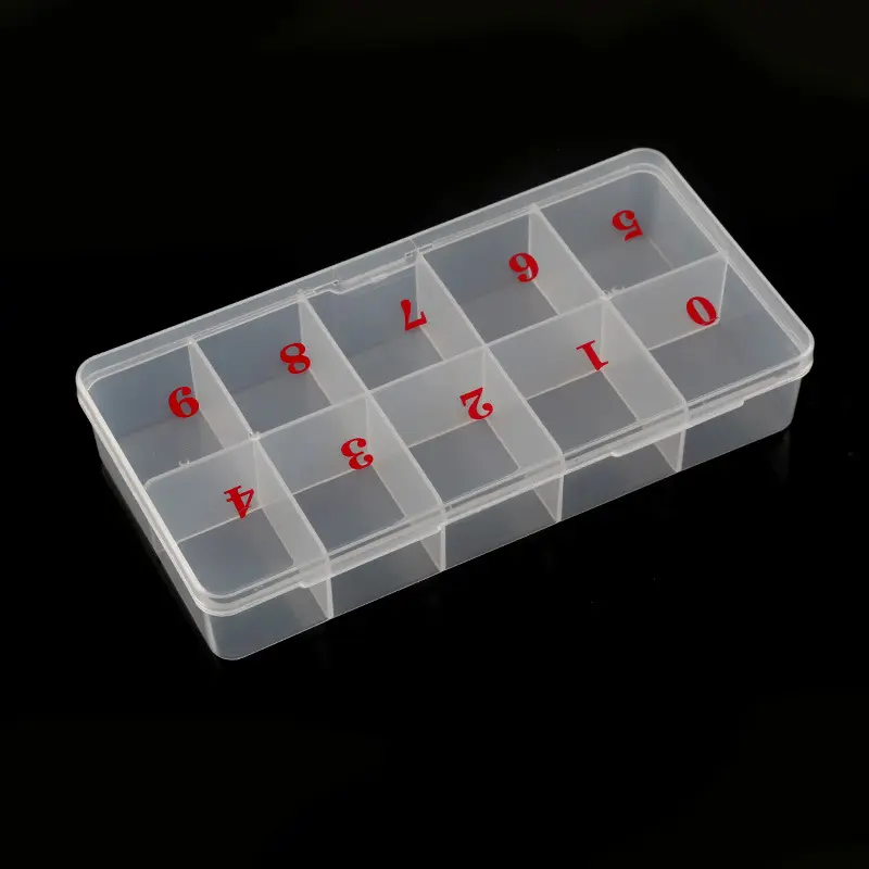10Grid clear Nail Art custodia vuota scatola per punte per unghie Gem strass Crystal Bead Display accessori scatola per contenitori in plastica