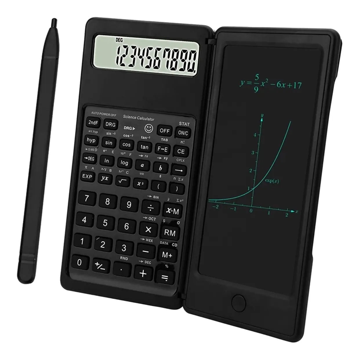 Calculadora Científica plegable portátil de 6,5 pulgadas, tableta de escritura con pantalla LCD, almohadilla de dibujo y calculadora Digital con bolígrafo Stylus