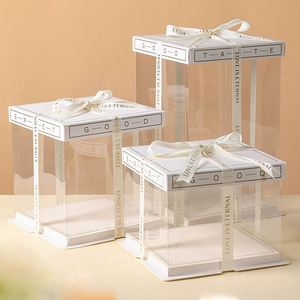 Factory Direct Sales Custom Flexography <strong>10x10</strong> 8 Inch Tall/short Round/square Single clear Cake <strong>Box</strong> Packaging with clear Window - Product Image 3