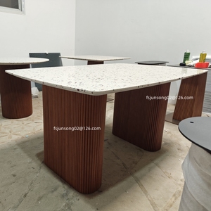JS JS03佛山工厂木质底座餐桌酒店餐厅石材顶厨房餐桌 - Product Image 5
