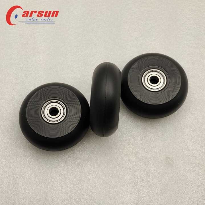 CARSUN Plastic Solid PU Wheel 64x24mm Black Polyurethane Tire 608 Double Ball Bearing