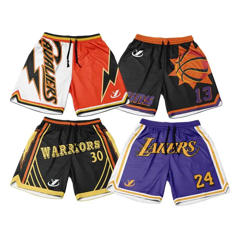 Pantaloncini da basket dty it in poliestere a rete con logo personale personalizzato con due tasche con cerniera