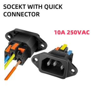 AC Power <strong>Socket</strong> 250V 10A 3 Pins Male Plug Panel Power <strong>with</strong> Quick Connector - Product Image 2