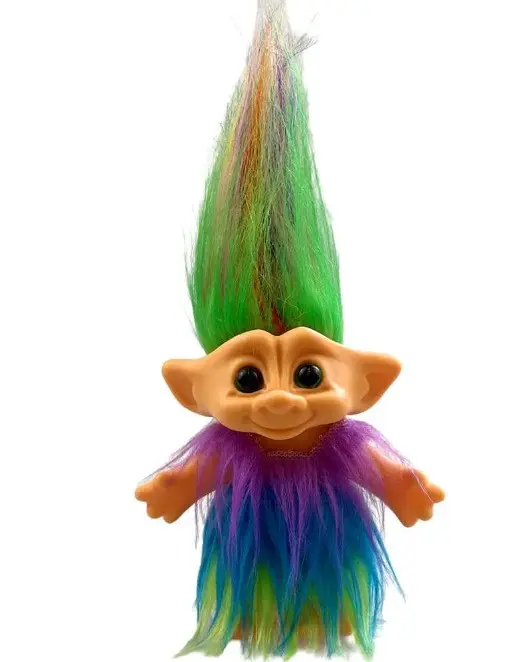 Atacado Funky Toy Vinyl Long Hair Hairy Kid Ugly Baby Retro Dress Troll Doll Brinquedos Educativos para Crianças