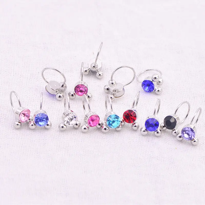 Clip coloré sur la nouvelle oreille Tragus Clip manchette cristal strass pas de piercing boucles d'oreilles bijoux