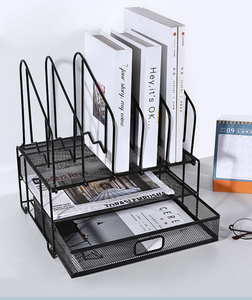 Multi-tier Metal Desktop <strong>File</strong> Rack for Storing and Organizing Office Supplies Featuring a Drawer-style <strong>File</strong> Storage Compartment - Product Image 4