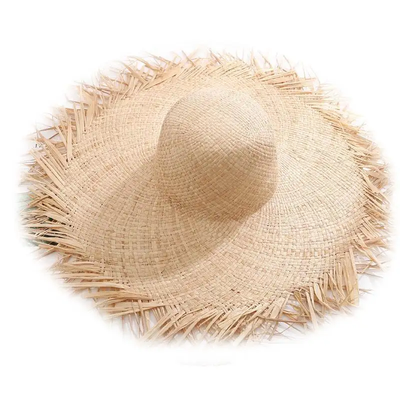 Printemps été élégant raphia chapeau de paille grand pour les femmes voyage quotidien plage extérieur décontracté personnalisable