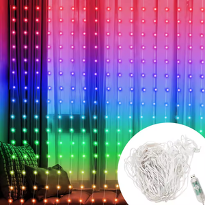 3*3m programlanabilir peri perde 400 Leds akıllı piksel ışıkları Rgb App kontrol DIY metin Led akıllı yılbaşı dekoru perde ışıkları