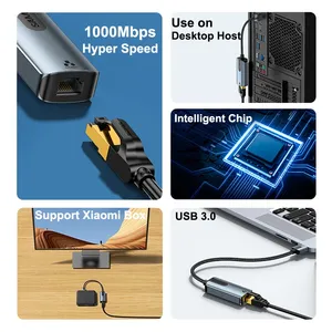 SAMZHE USB Ethernet USB 3.0 2.0 bis RJ45 HUB für Computer Ethernet Adapter Netzwerk karte USB Xiaomi Mi Box S Nintendo Switch - Product Image 2