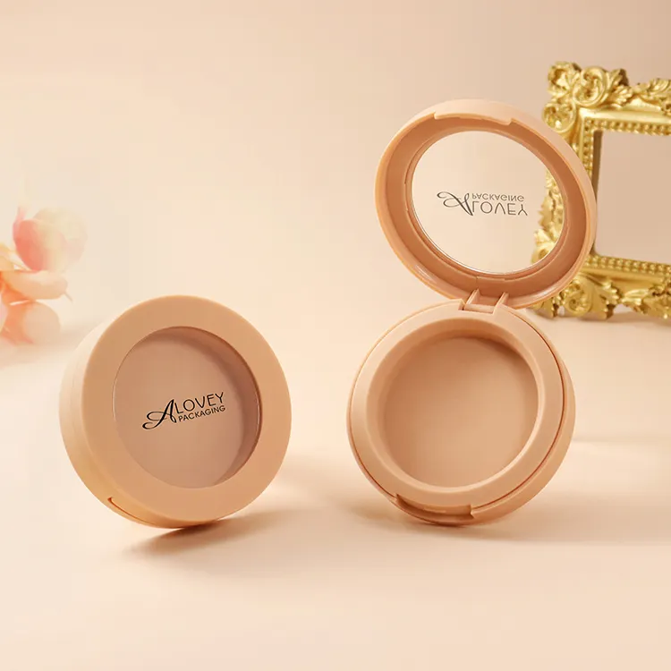 Miễn phí mẫu New mỹ phẩm Vòng Nude hồng trống Blush nhỏ gọn bột Blush Trường hợp với cửa sổ