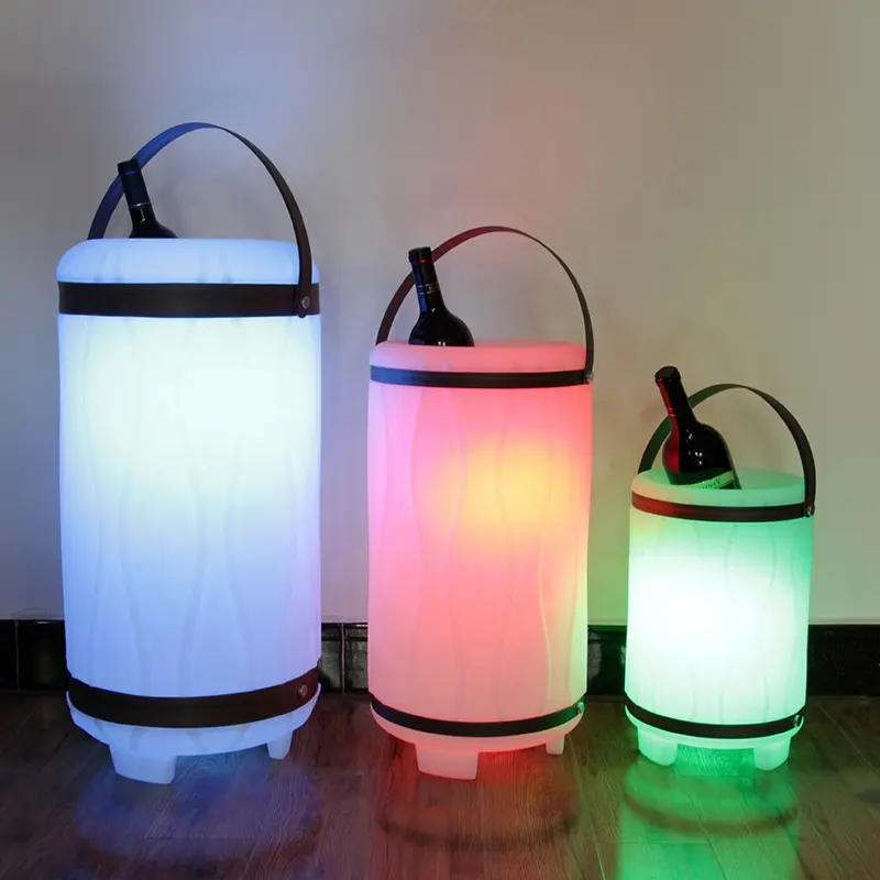 Luz de colores y diferente tamaño seguro de plástico pe cubo de hielo luz con altavoz led rgb cubo lámpara