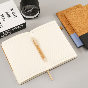 Logo personalizzato legno morbido PU splicing notebook fascia elastica modello di tessuto notebook business office Line NoteBook con set di penna - Product Image 5