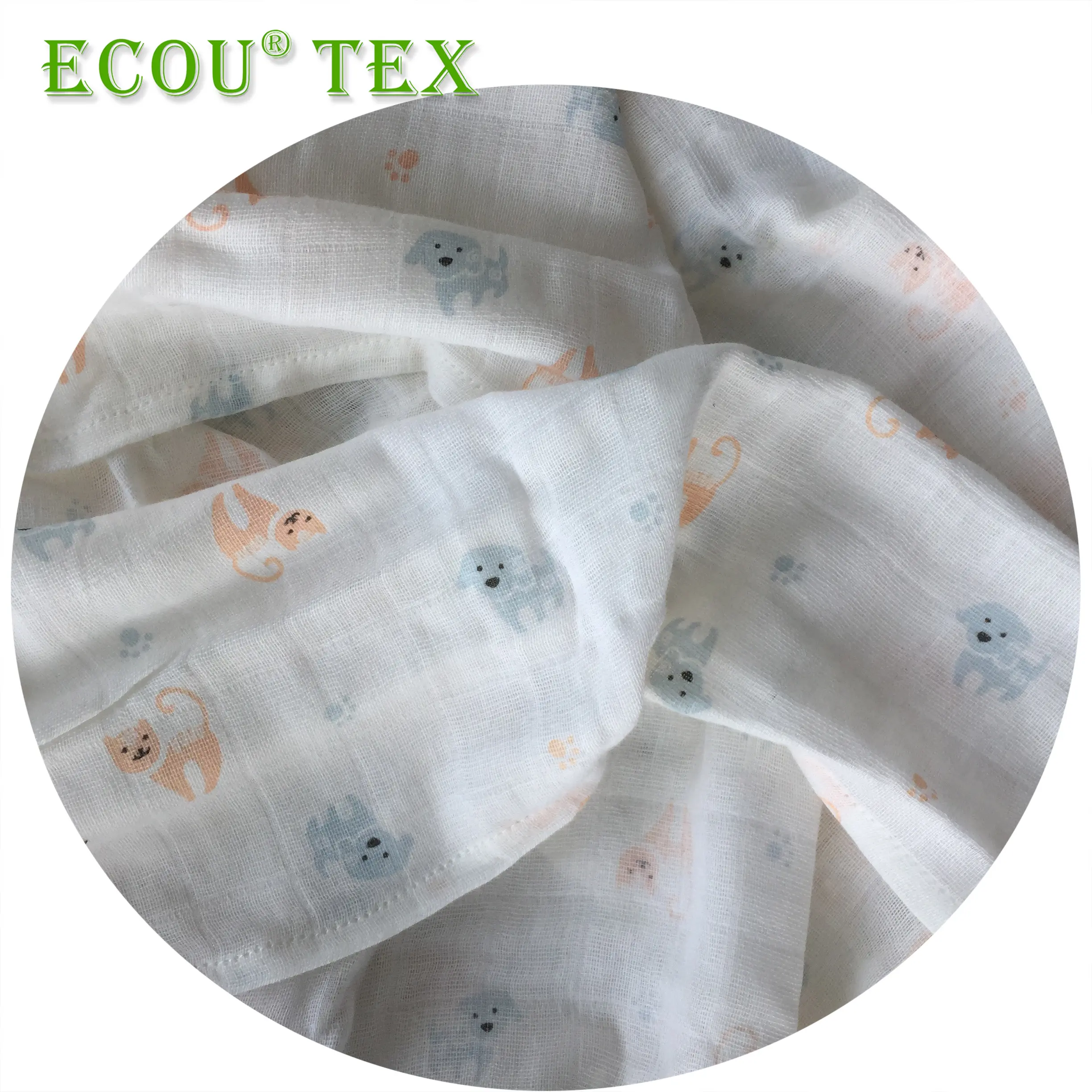 Bambu pamuk muslin baskı kumaş bebek ürünleri kundak OEKO-TEX100