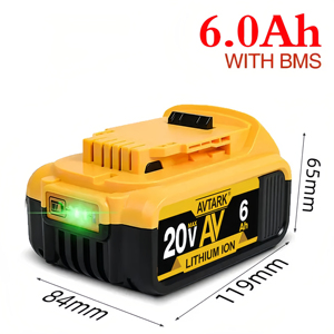 DCB200ดั้งเดิม18โวลต์/20โวลต์ไร้สายเครื่องตัดหญ้าแบบชาร์จไฟได้5AH/6Ah ขาดน้ำ Li-ion แบตเตอรี่แพ็คทรงกระบอกสำหรับ dewai-T - Product Image 2