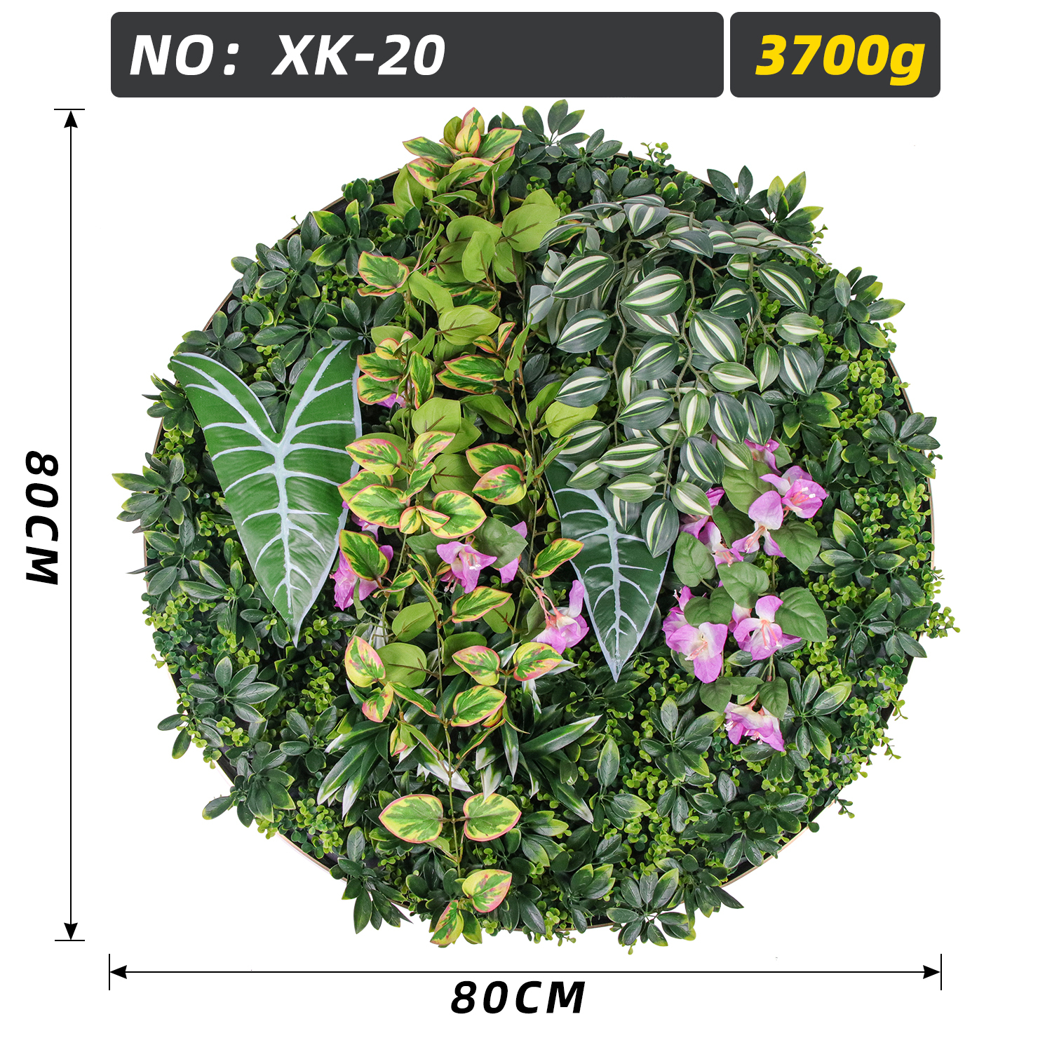 Round Caladium Pink Flower Mixed Green Wall Disc