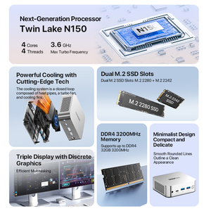 Peladn WI-9 Intel Twin Lake N150 DDR4 16GB SSD 512GBミニオフィスPC Wifi 5.0 BT4.2ミニPCデスクトップWindows 11用 - Product Image 2