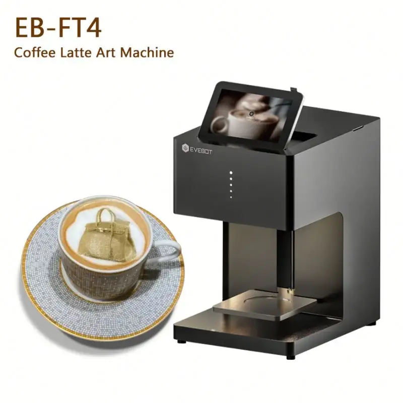 Evbot EB-FT4 פופולרי Wifi barista קינוחים מדפסת קפה עם מסקרה אכיל דיו אכיל מוקה קצף חלב לאטה אמנות