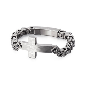 Mới nhất của nam giới thép không gỉ cong <span class=keywords><strong>Christ</strong></span> chữ thập Chunky byzantine Chain Bangles Vòng đeo tay cho nam giới - Product Image 3