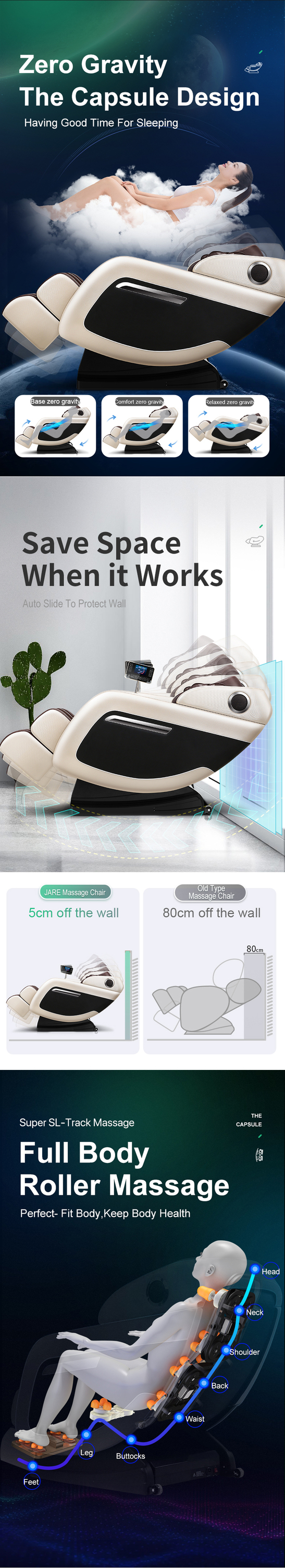 Jare M9 Factory OEM Cheap Price High Quality Foot Armchair Shiatsu Electric Massager Chair For Home Full Body Massage Chair