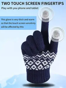 Милый дизайн на заказ, теплые зимние перчатки с пальцами, детские вязаные варежки