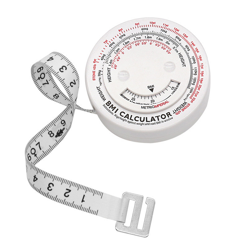 White-bmi healthy tape measure retractable plastic tape measure