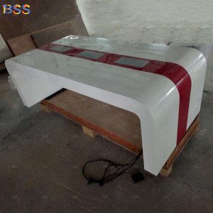 Văn Phòng Thương mại bằng đá cẩm thạch sạc bàn tùy chỉnh rắn bề mặt điện thanh bảng corian văn phòng băng ghế dự bị bàn bàn với ổ cắm điện - Product Image 4