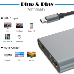 适用于MacBook Pro Air的USB C至双HDMI适配器4k双显示器适配器2合1 C型 (迅雷3) 至HDMI转换器 - Product Image 3