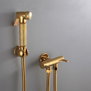 Tüm bakır altın bide açılı vana güçlendirici sifon Modern tasarım bir giriş ve otel Toilets için iki çıkışları ile - Product Image 1