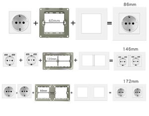 86 Type White Wall Switch Socket Accessories PC Frame and <strong>Functional</strong> Module 52 * 52mm Can Be Freely Combined