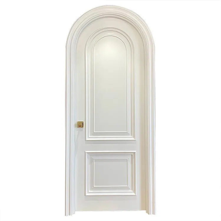 Intagliato a mano personalizzato originale fabbrica avorio bianco legno massello dipinto circolare ad arco porte Morden Home studio camera da letto porte