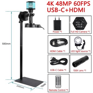 一展48MP 4k数字视频单目显微镜相机USB变焦150X C安装镜头印刷电路板焊接修复像素3840*2160 - Product Image 5