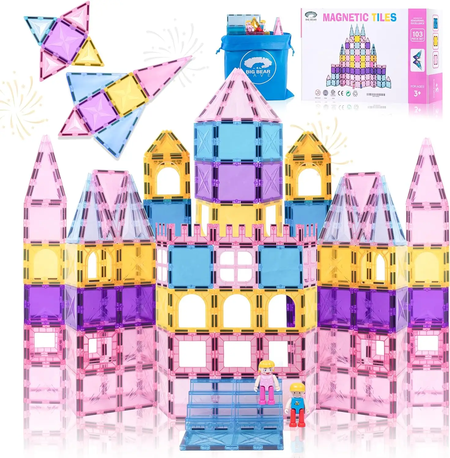103 Stück Princess Castle Magnet Fliesen Bausteine 3D STEM Magnet fliesen Blöcke Puppenhaus Spielzeug Weihnachts geschenk