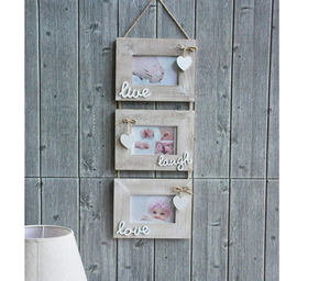 Spring Wooden <strong>3</strong> <strong>Photo</strong> Triple Hanging Multi Picture <strong>Photo</strong> Frame - Product Image 2