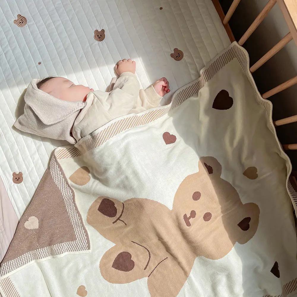 Baby Swaddling Blanket For Girls Boys Cozy 100% Cotton Knit Soft Receiving Swaddle Crib Stroller Bassinet Blanket For Newborns