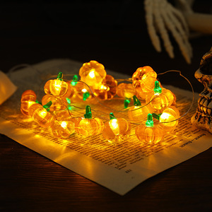 Newish 15 Warm LED Timer Halloween Acryl Kürbis Kupferdraht String Licht - Product Image 1