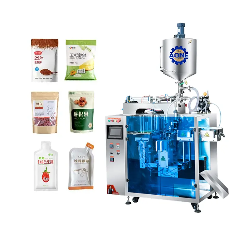 Premade Bag Automático Stand Up Pouch Juice Liquid Packaging Machine Máquina De Embalagem De Enchimento Do Saco De Doypack Em Pó