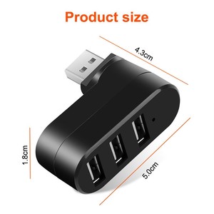 USB2.0 X 3พอร์ต USB ฮับหมุนได้90 °/180 ° ตัวแยกปรับได้สำหรับพีซีแล็ปท็อปเชื่อมต่อแฟลชไดรฟ์เมาส์คีย์บอร์ดเพิ่มเติม - Product Image 4