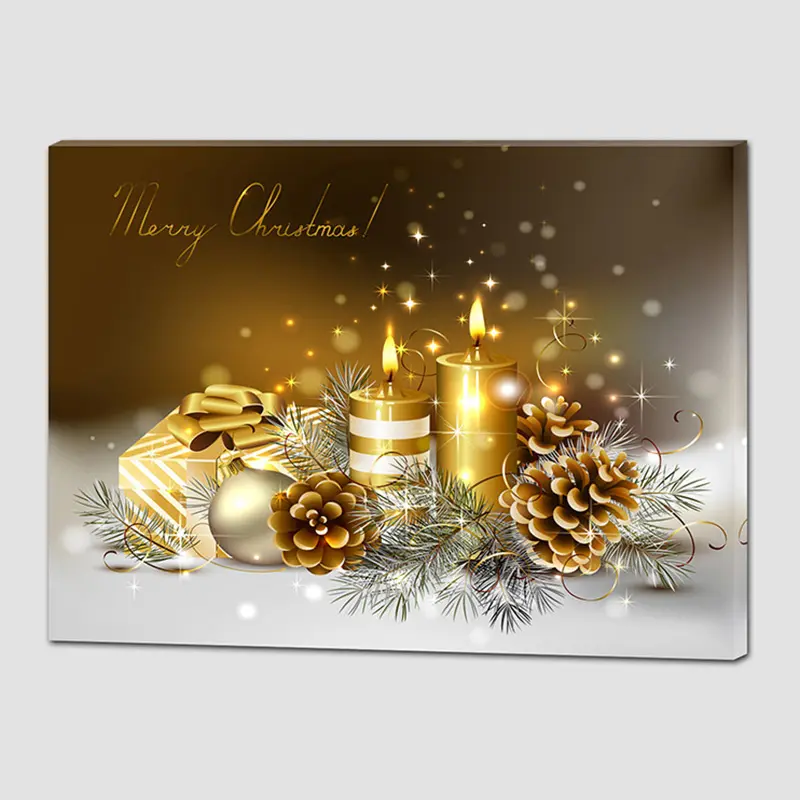 Stampa su tela decorazione della parete immagine artistica calligrafia moderna poster stampe decorazioni personalizzate candela di natale pittura a LED