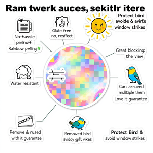 Nhãn dán GURU cầu vồng lăng trụ cửa sổ bám không dính chống va chạm Chim dán trang trí an toàn với hình lục giác và ong - Product Image 2