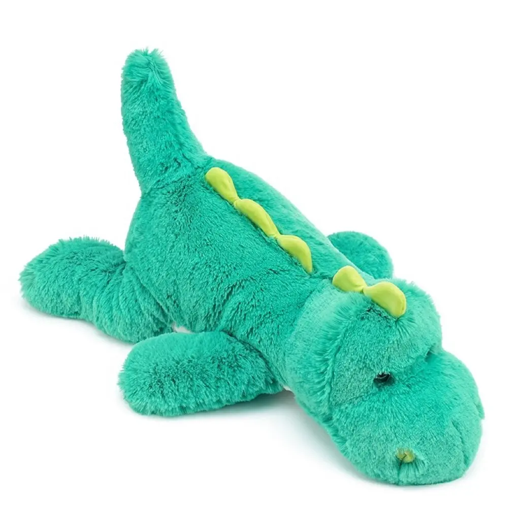 Long poil de dragon mignon fait sur commande d'animal en peluche de dinosaure vert réaliste superbe doux pour des enfants