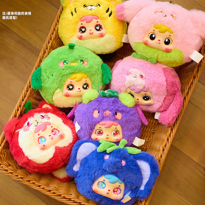 Scatola con peluche a forma di frutta e animali - Confezione da 6