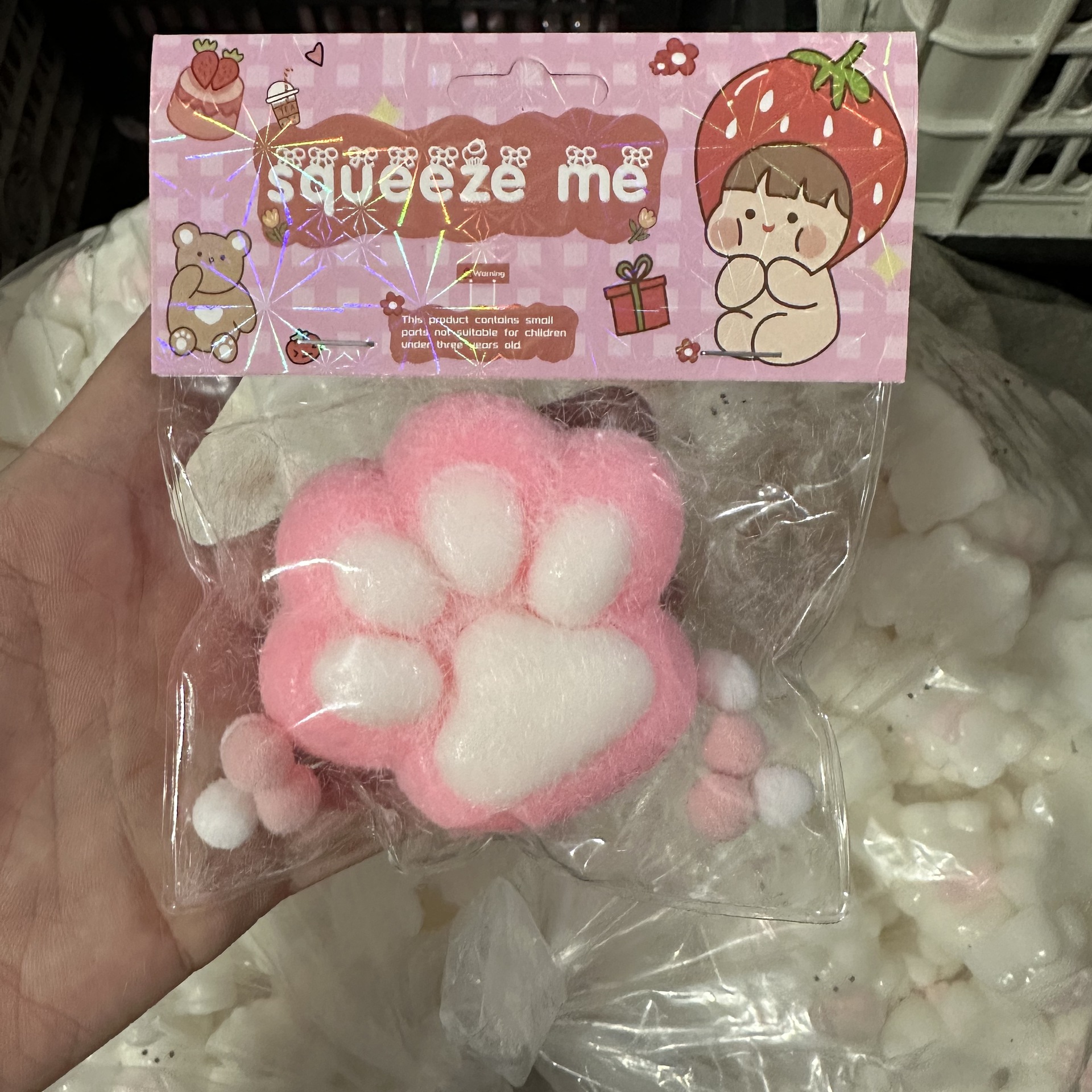 7cm pink white flocking cat claw